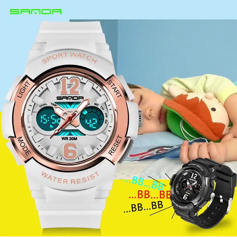 Sanda Sport Watch White Rose Gold Waterproof Shockproof