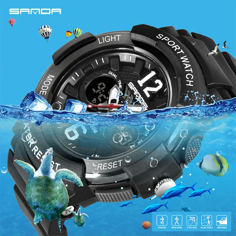 Sanda Sport Watch White Rose Gold Waterproof Shockproof