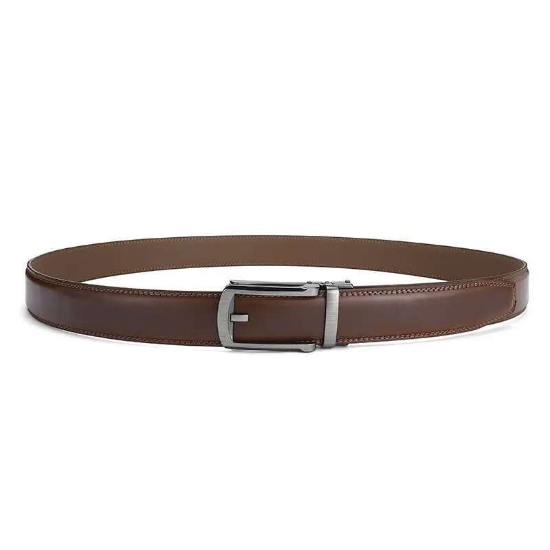 Men's Genuine Cowhide Belt Brown Automatic Buckle - Image 3