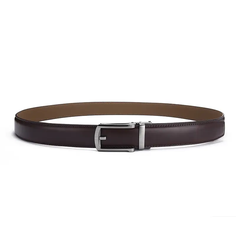 Men's Brown Leather Belt with Silver Buckle 3.5cm β feature 4