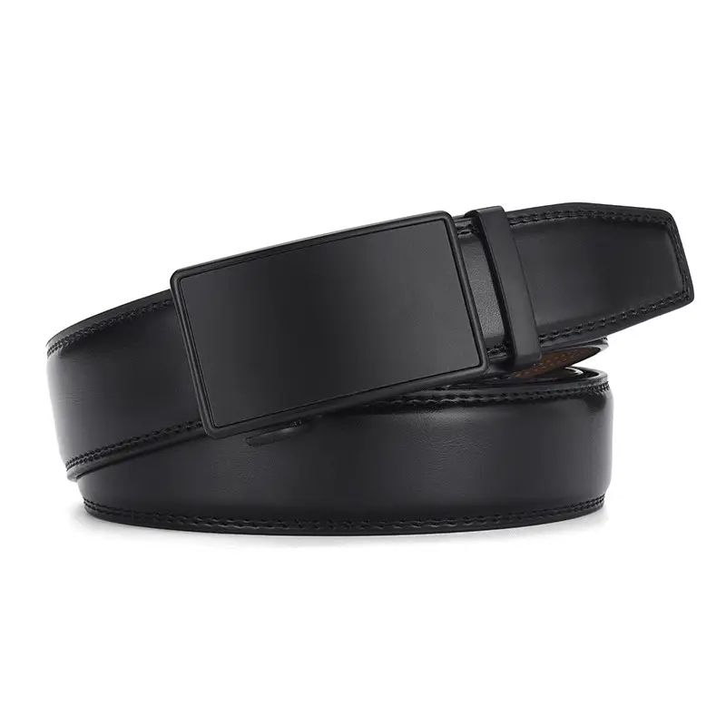 Men's Black Automatic Buckle Belt Pure Cowhide - Image 2