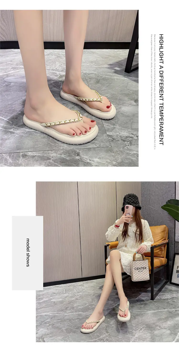 Black Korean-style Chain Flip Flops for Women β feature 12