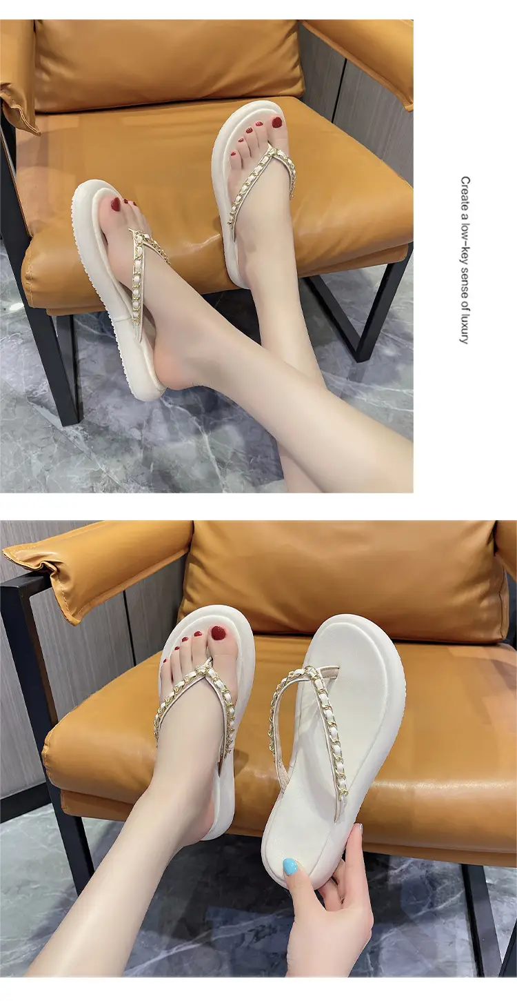 Black Korean-style Chain Flip Flops for Women β feature 13
