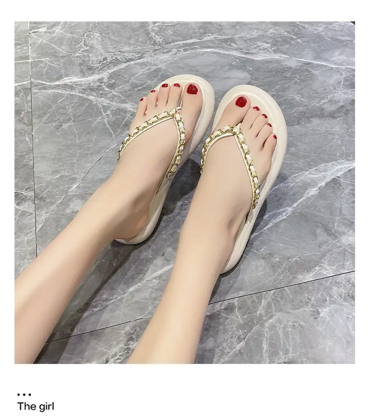 Black Korean-style Chain Flip Flops for Women β feature 14