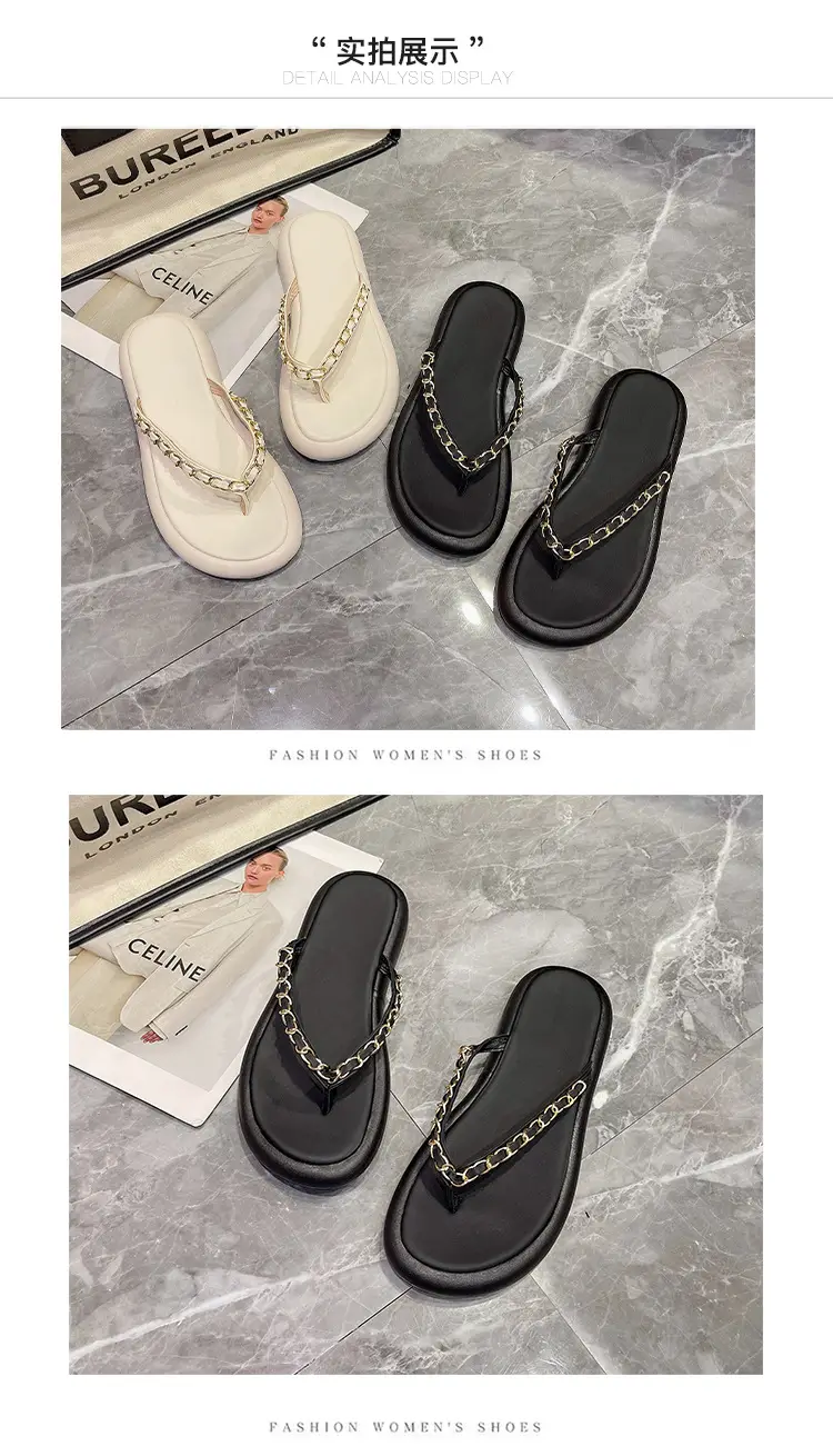 Black Korean-style Chain Flip Flops for Women β feature 15