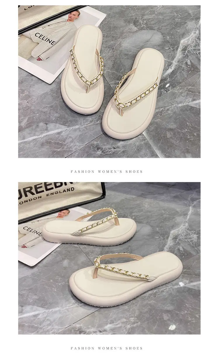 Black Korean-style Chain Flip Flops for Women β feature 17