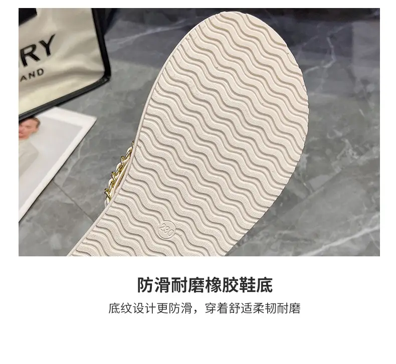 Black Korean-style Chain Flip Flops for Women β feature 7