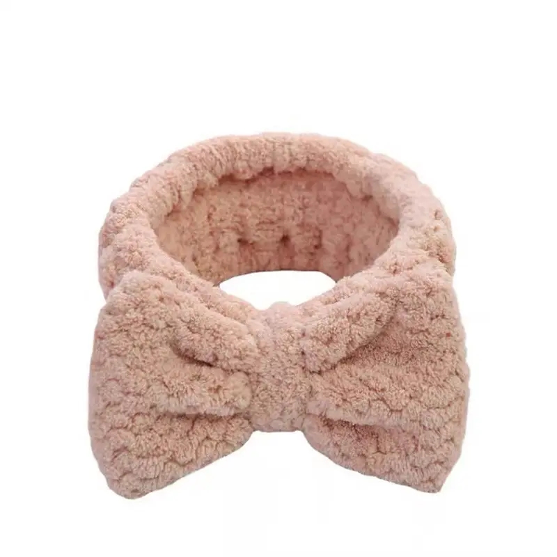 Pink Bow Headband for Women Soft Plush Hair Accessory