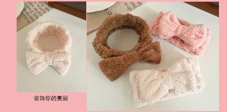 Pink Bow Headband for Women Soft Plush Hair Accessory — feature 15