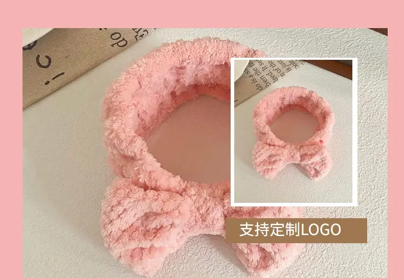 Pink Bow Headband for Women Soft Plush Hair Accessory — feature 18