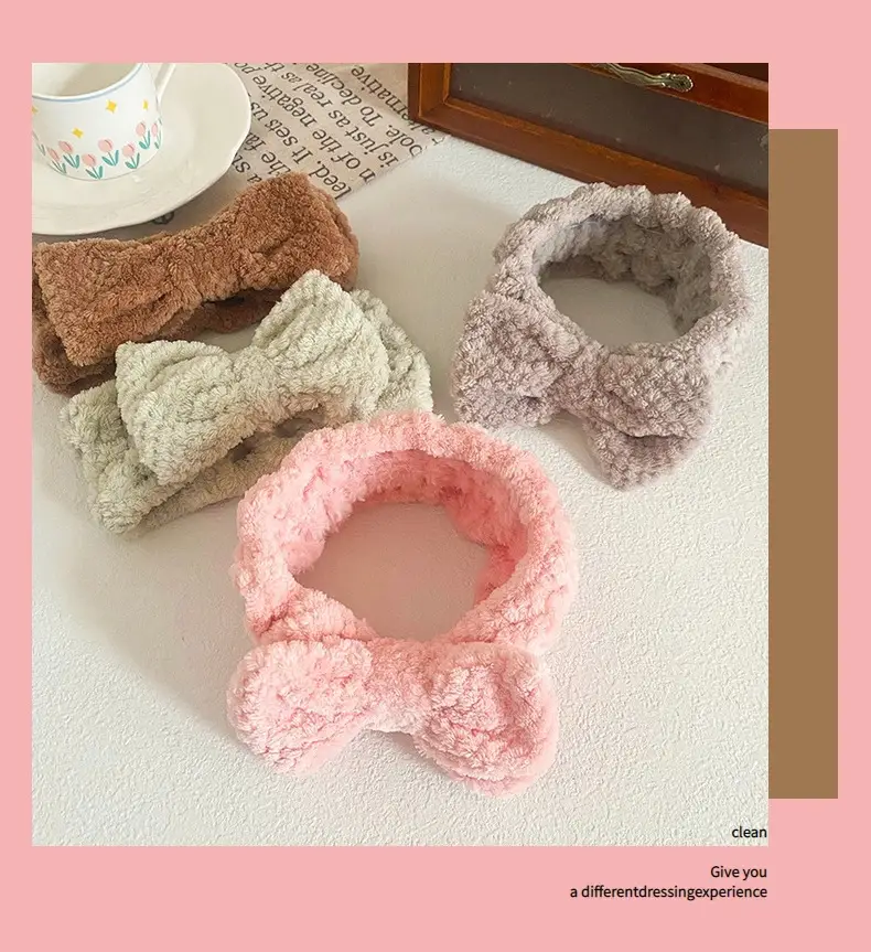 Pink Bow Headband for Women Soft Plush Hair Accessory — feature 21