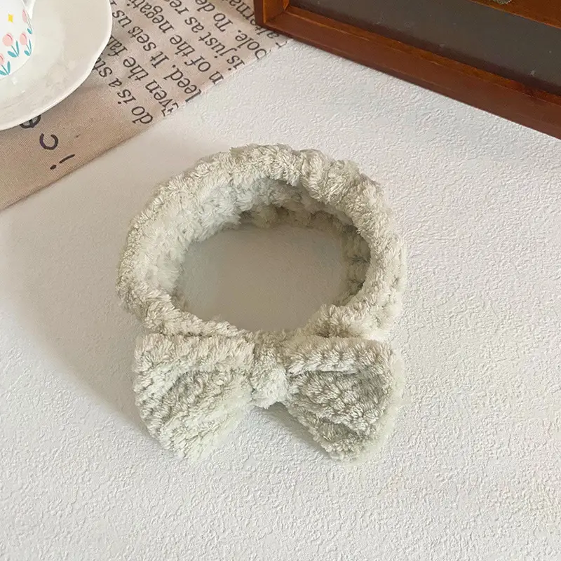 Pink Bow Headband for Women Soft Plush Hair Accessory