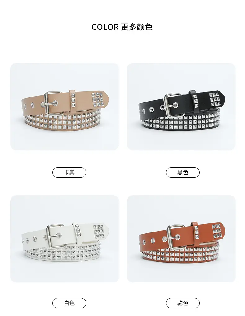 Black Square Beads Rivet Belt for Women — feature 19