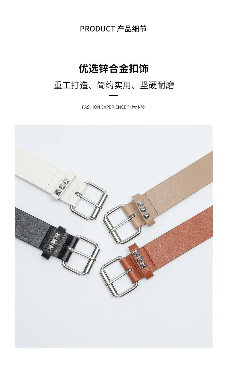 Black Square Beads Rivet Belt for Women — feature 20