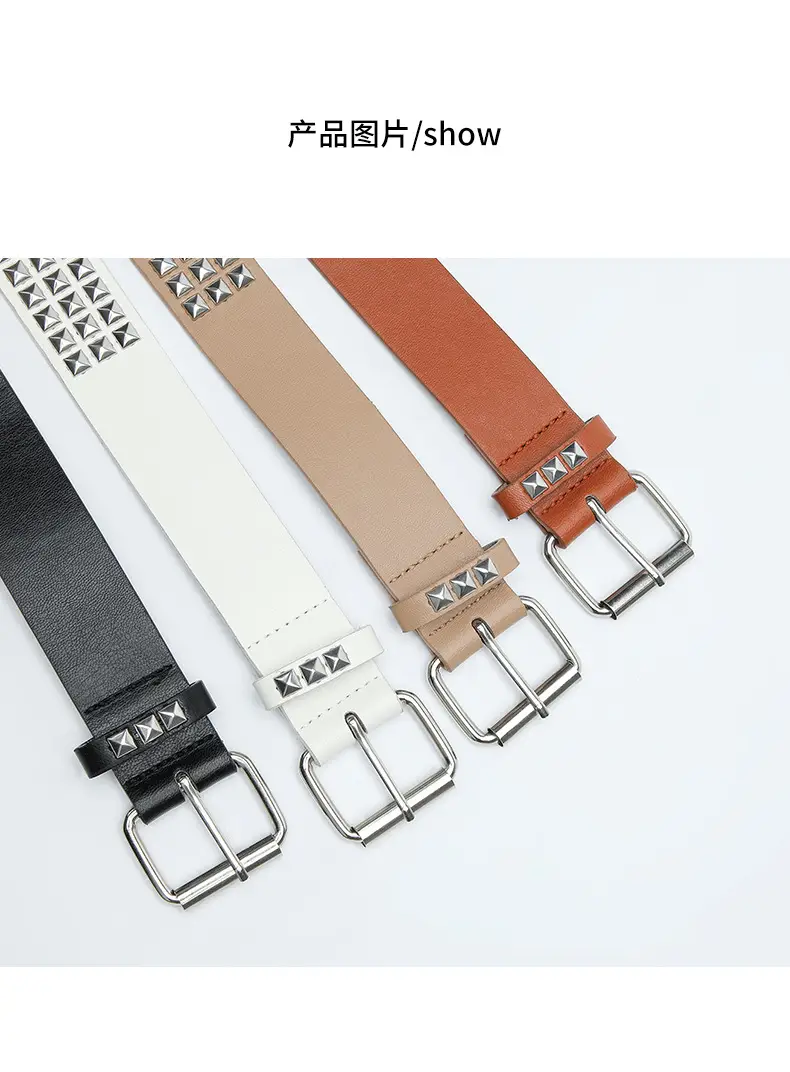 Black Square Beads Rivet Belt for Women — feature 23