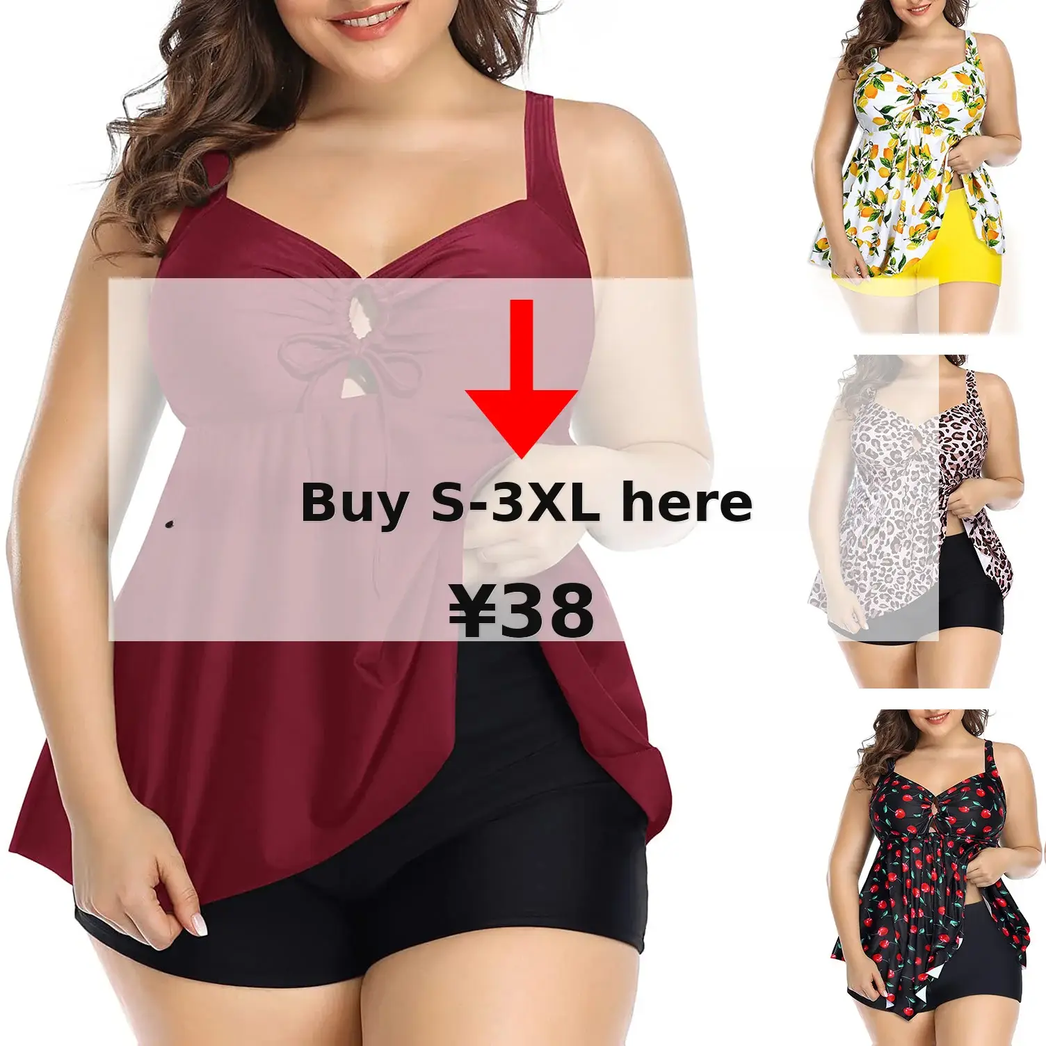 Women's Citrus Print Two-Piece Swimwear Set Plus Size — feature 1
