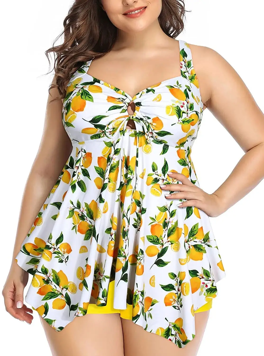 Women's Citrus Print Two-Piece Swimwear Set Plus Size — feature 16