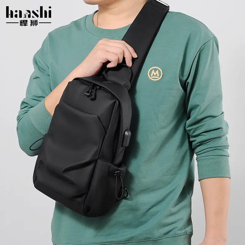 Men's Waterproof Crossbody Bag Black Multi Layer - Image 4