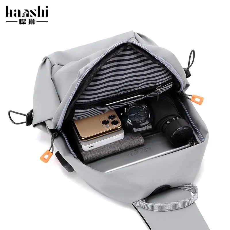 Men's Waterproof Crossbody Bag Black Multi Layer - Image 5