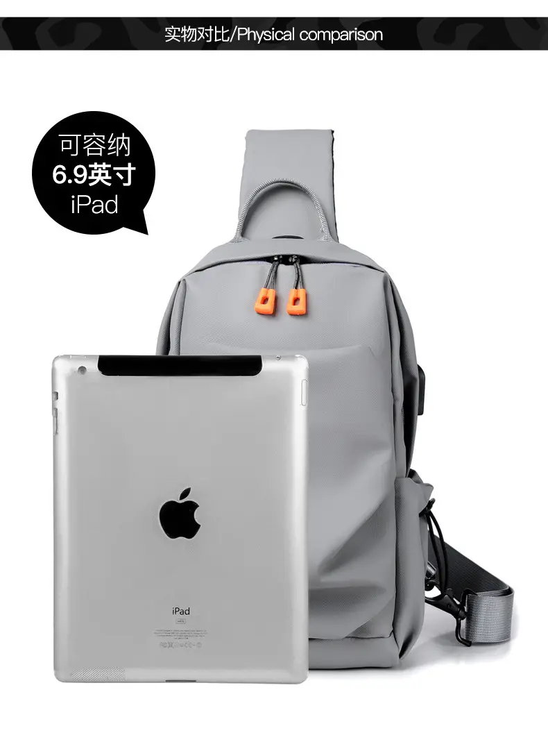 Men's Waterproof Crossbody Bag Black Multi Layer — feature 14