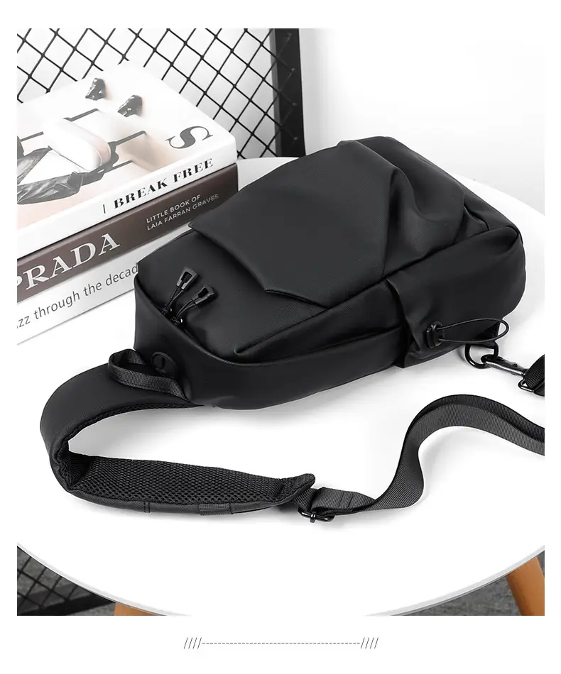 Men's Waterproof Crossbody Bag Black Multi Layer — feature 23