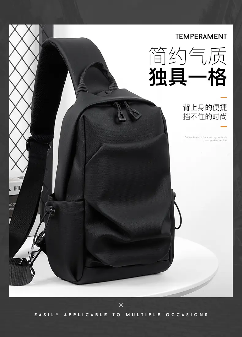 Men's Waterproof Crossbody Bag Black Multi Layer — feature 6