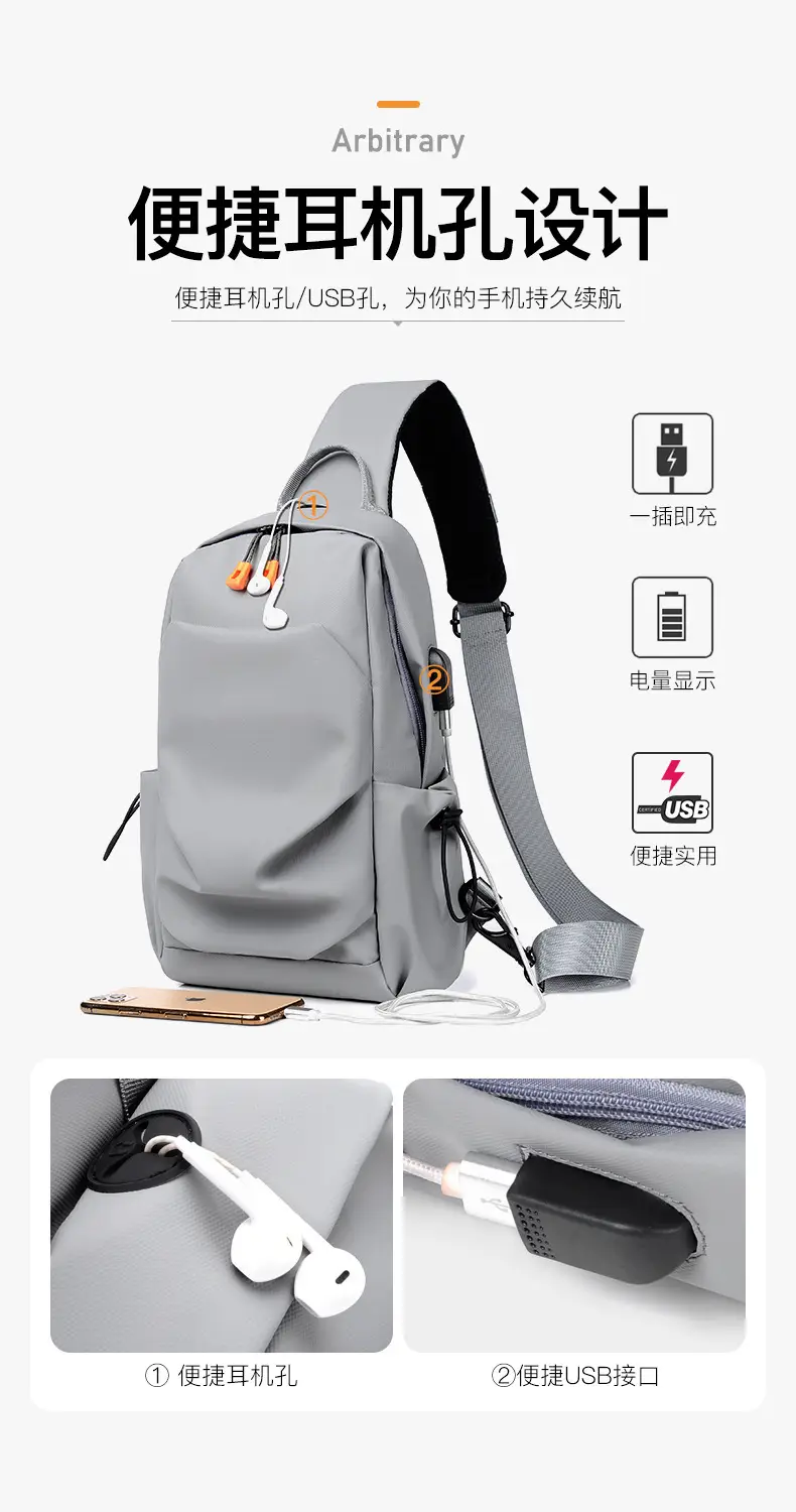 Men's Waterproof Crossbody Bag Black Multi Layer — feature 7