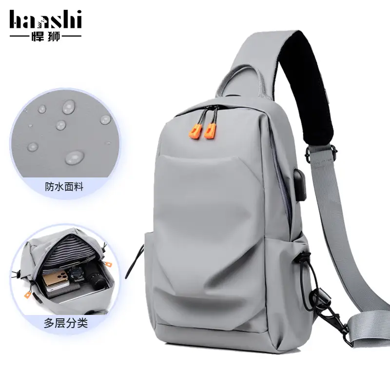 Men's Waterproof Crossbody Bag Black Multi Layer - Image 2