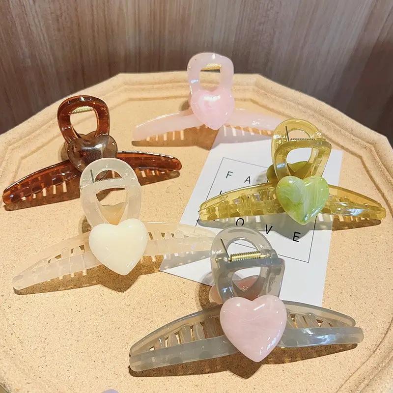 New Arrival Multi-Color Heart Grip Hair Clips Set - Image 7