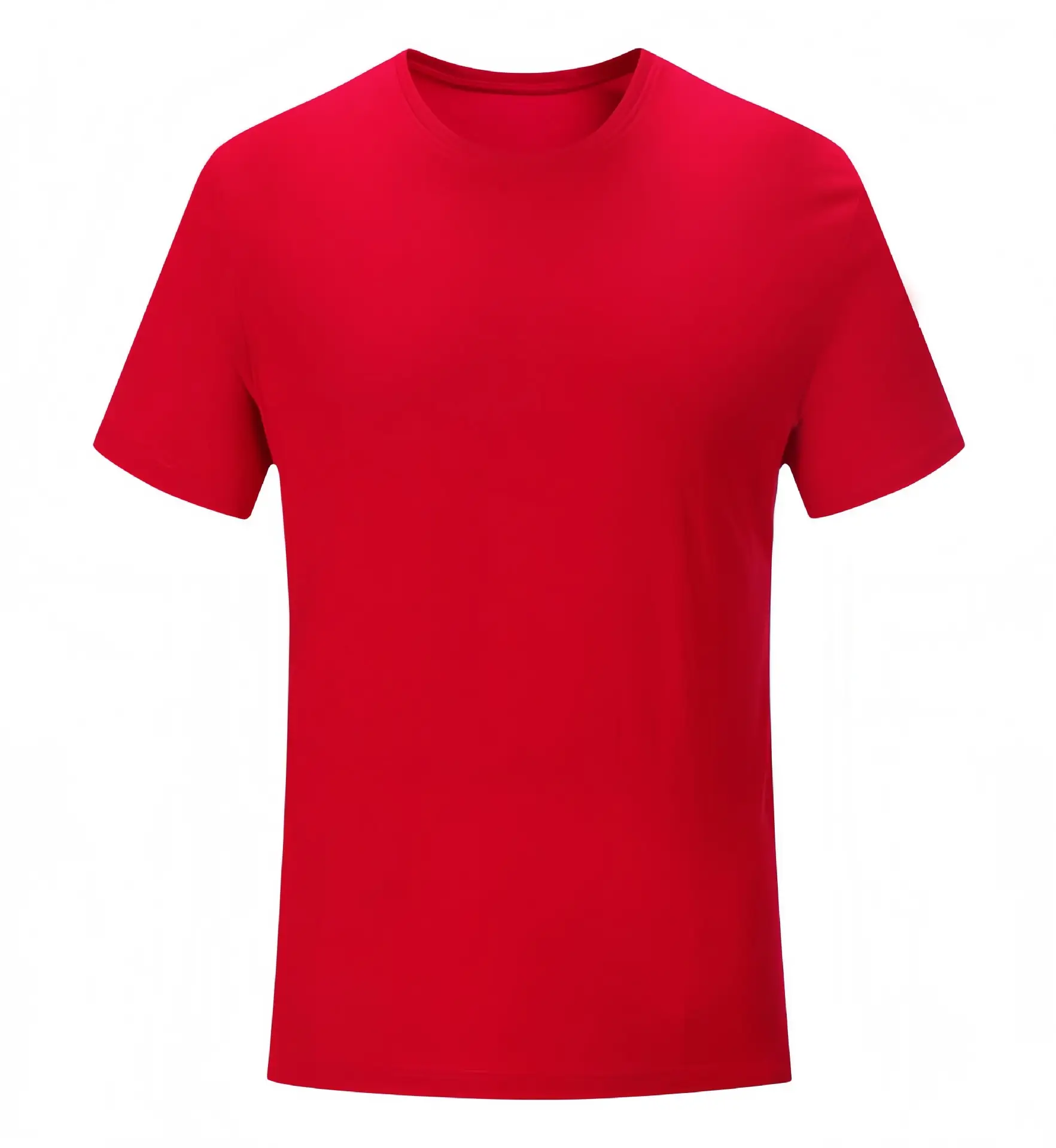 Men Red Cotton Summer T-Shirt Solid Color - Image 7
