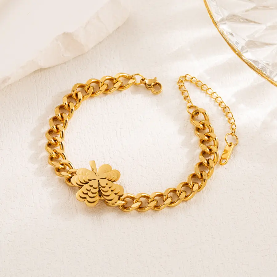 Gold Butterfly Star Chain Bracelets Set - Image 3
