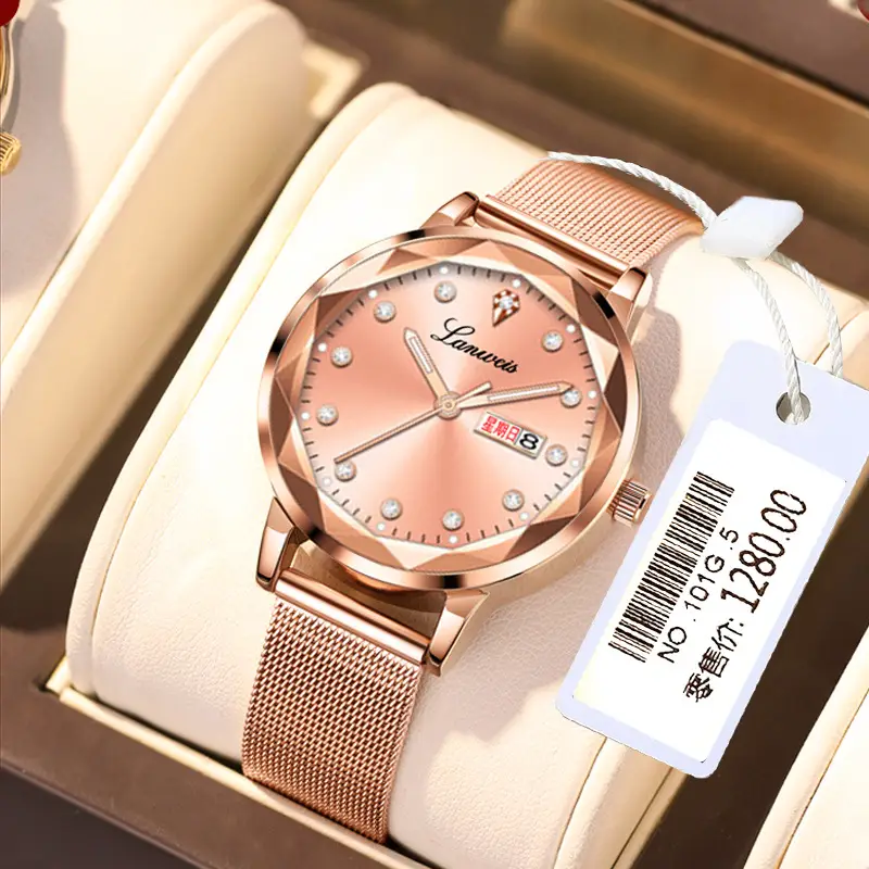 Women's Ultra-Thin Quartz Watch with Red Dial - Image 6