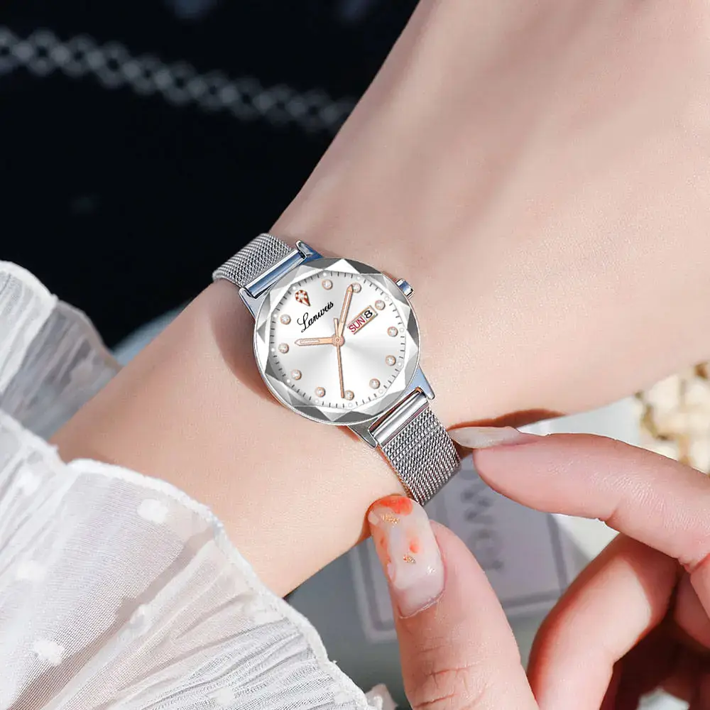 Women's Ultra-Thin Quartz Watch with Red Dial - Image 7