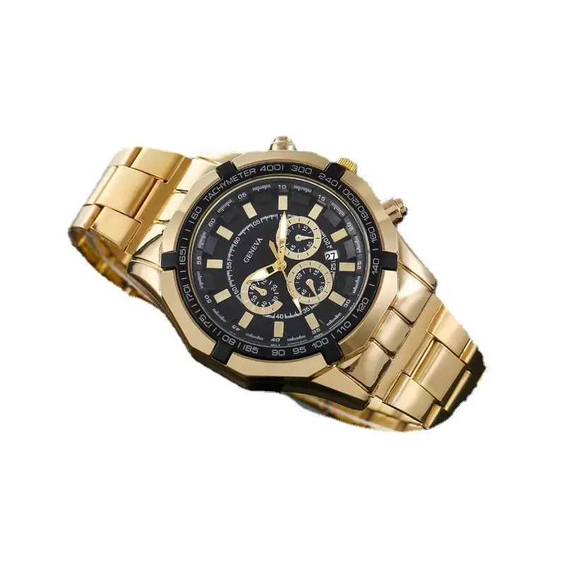 Men's Gold 3-Step Quartz Watch with Bracelet Set - Image 23