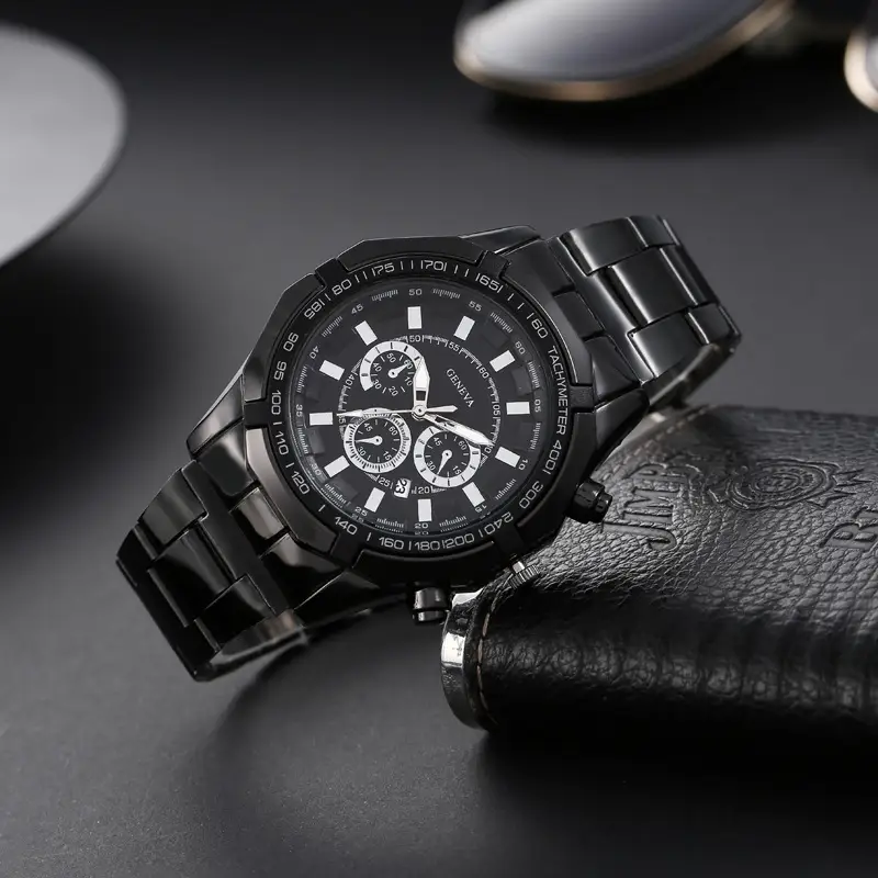 Men's Gold 3-Step Quartz Watch with Bracelet Set - Image 7