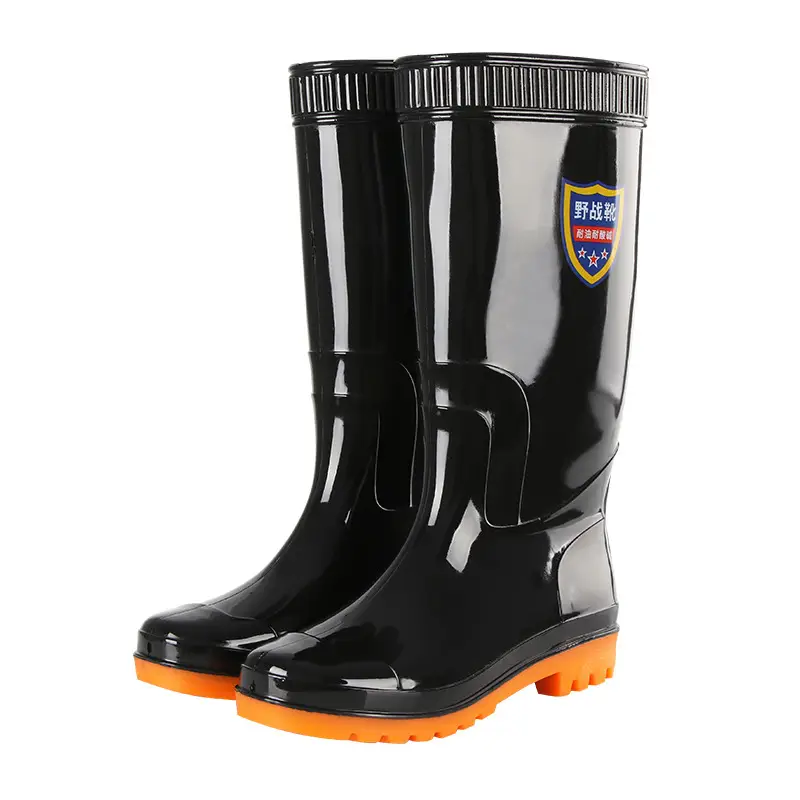 Men's PVC Rubber Rain Boots Black 33cm High - Image 25