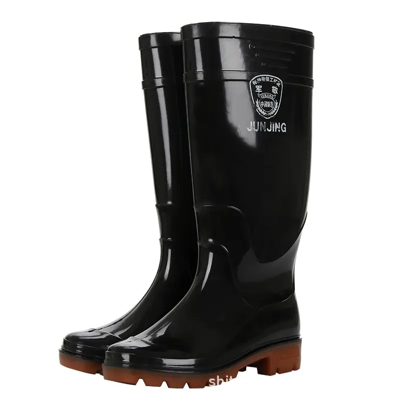 Men's PVC Rubber Rain Boots Black 33cm High - Image 16