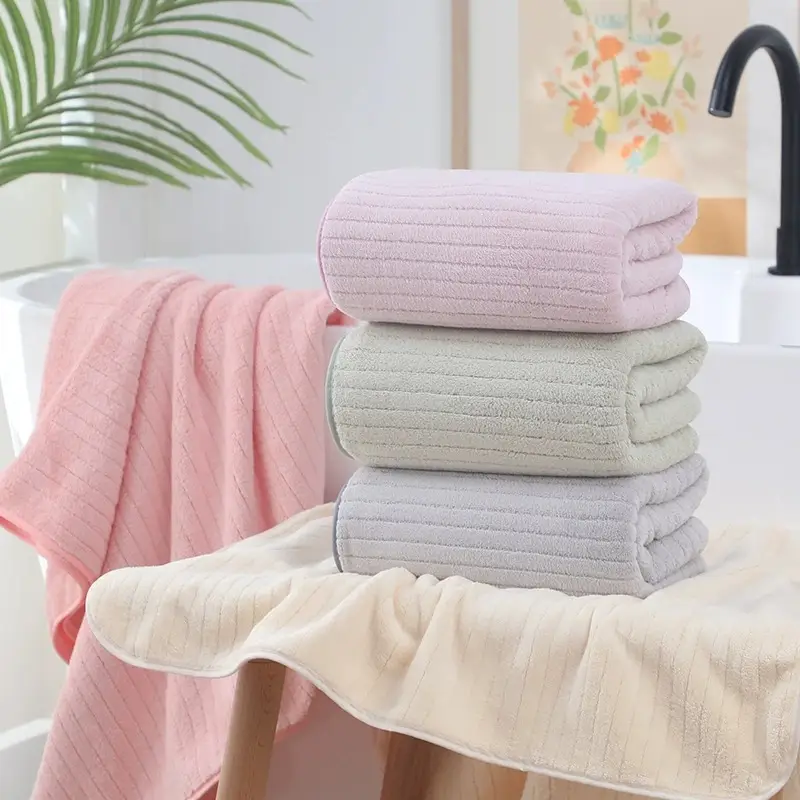Coral Fleece Bath Towel Extra Thick Absorbent Quick Dry - Image 25
