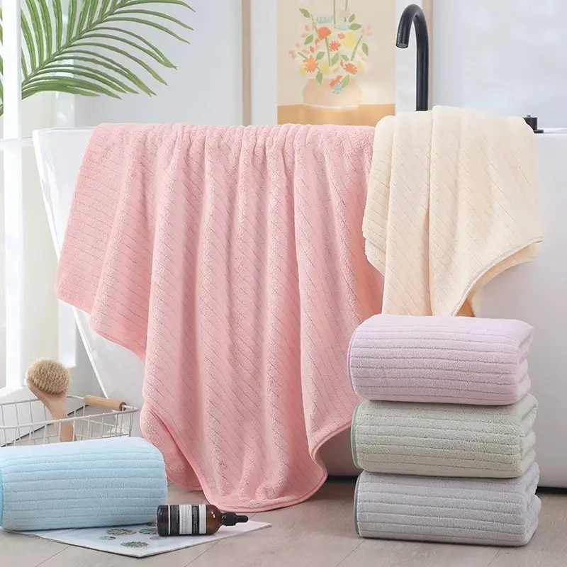 Coral Fleece Bath Towel Extra Thick Absorbent Quick Dry - Image 26