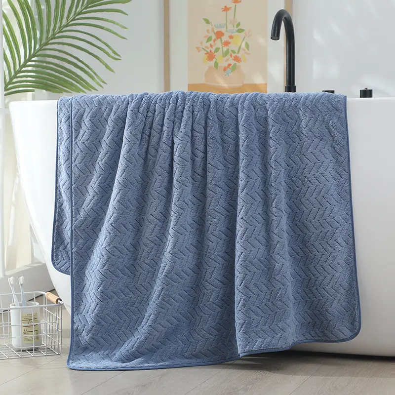 Coral Fleece Bath Towel Extra Thick Absorbent Quick Dry - Image 21