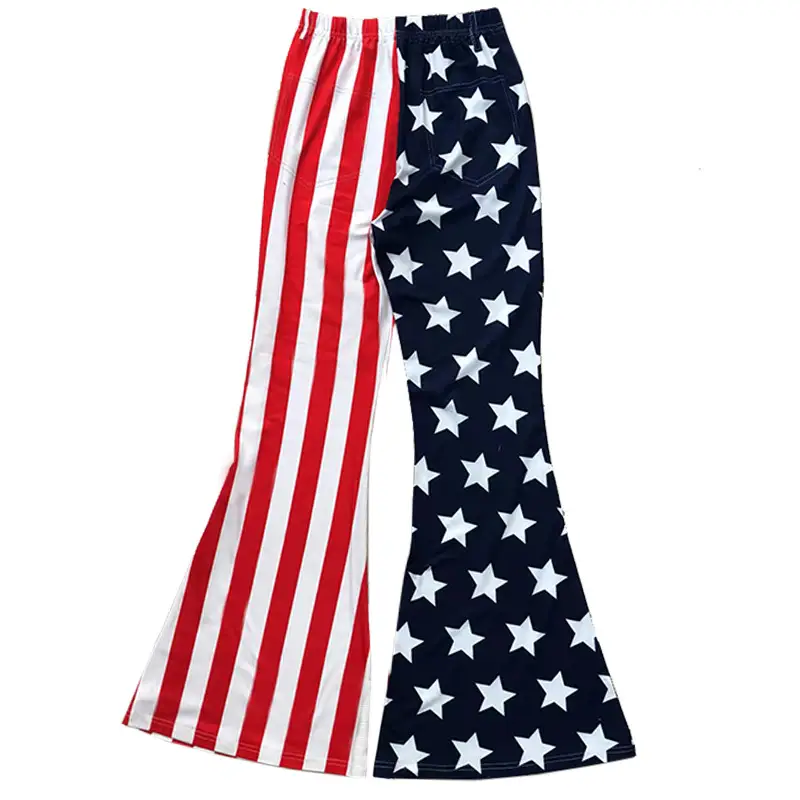 American Flag Denim Knitted Flare Pants High Waist Long — feature 5