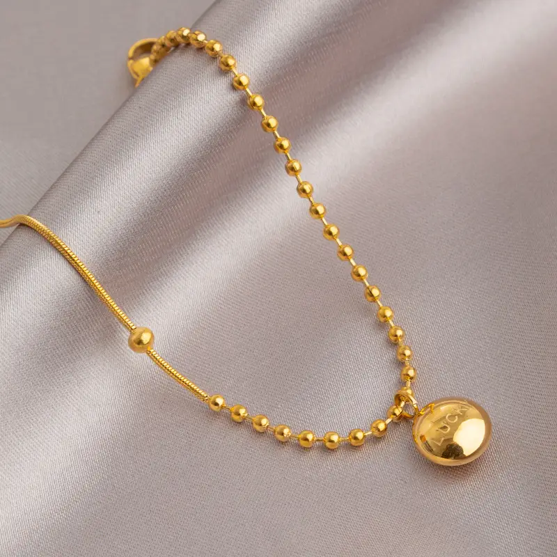 18K Gold Lucky Bean Anklet for Women - Image 5