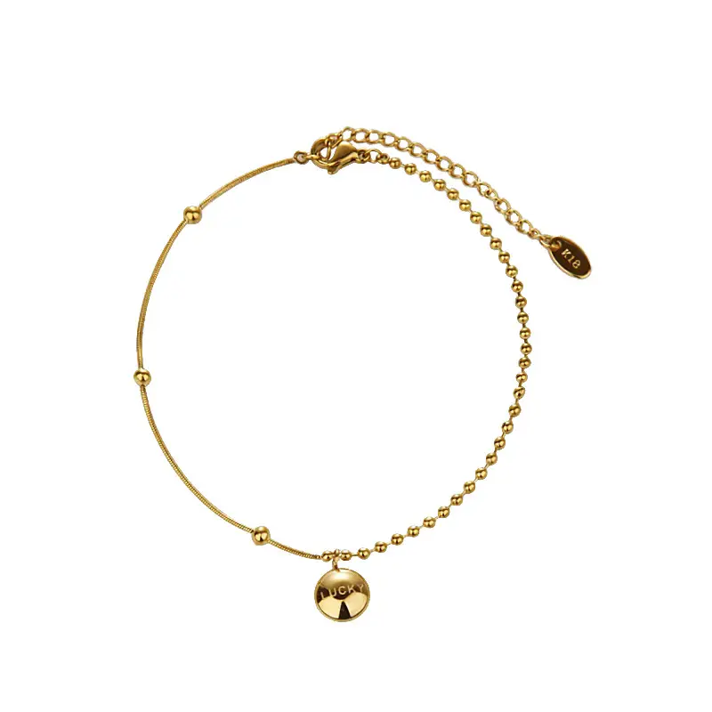 18K Gold Lucky Bean Anklet for Women - Image 6
