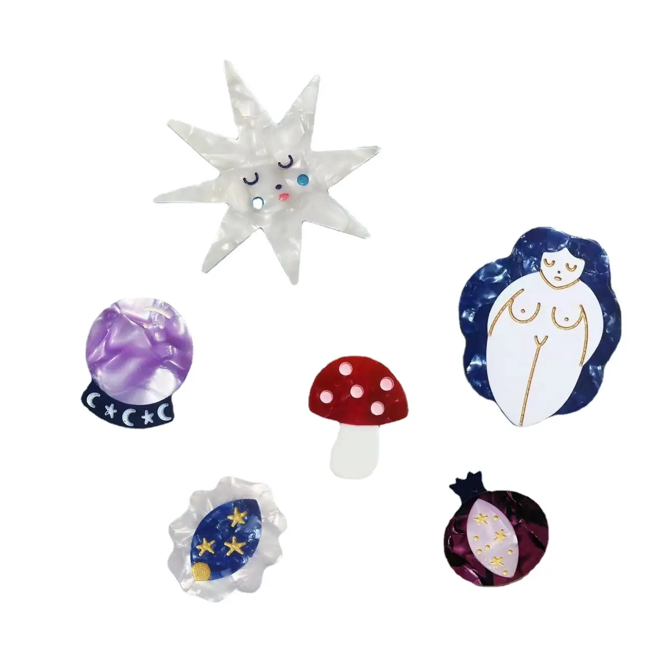 Cute Cartoon Hair Clips Star Mushroom Duckbill Set
