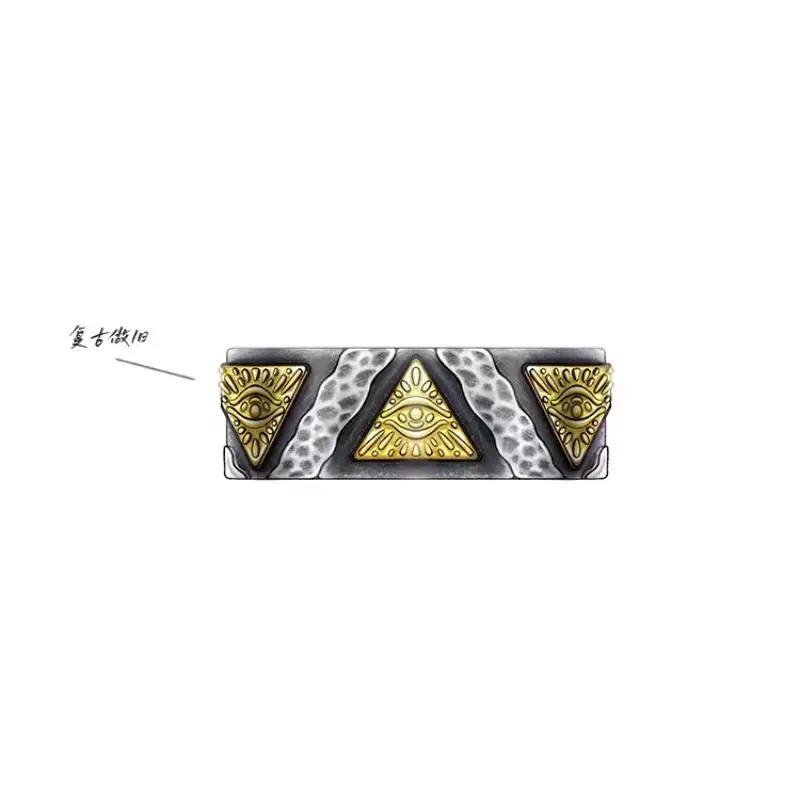 Thai Silver Ring with Golden Embroidery for Men Women - Image 4