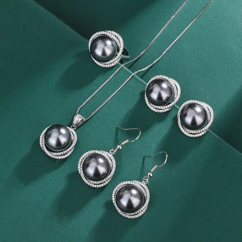 Imitation Pearl Earrings with Diamond Set — feature 7