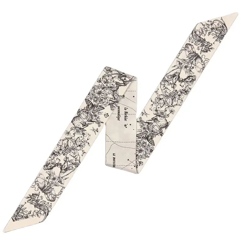 Vintage Ethnic Silk Scarf for Women Spring Summer