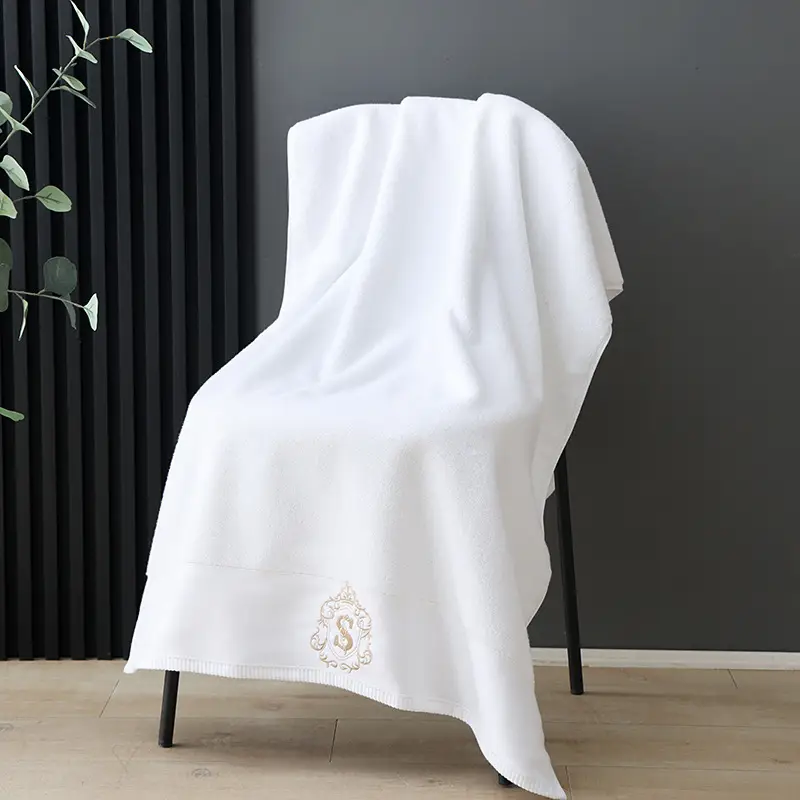 Blue Embroidered Bath Towel 80x150 Thick Adult Household - Image 2