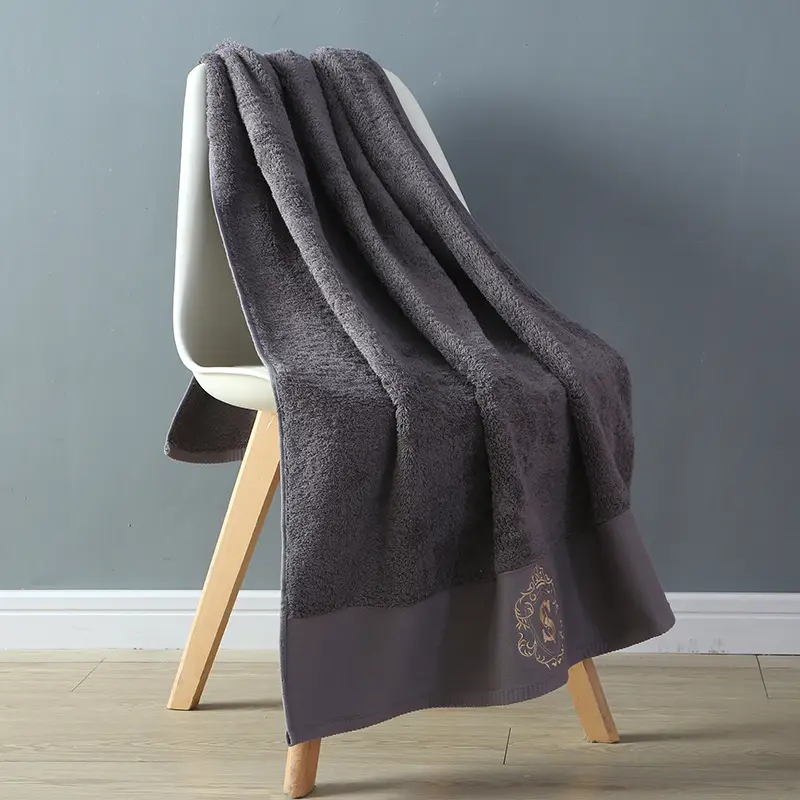 Blue Embroidered Bath Towel 80x150 Thick Adult Household - Image 4
