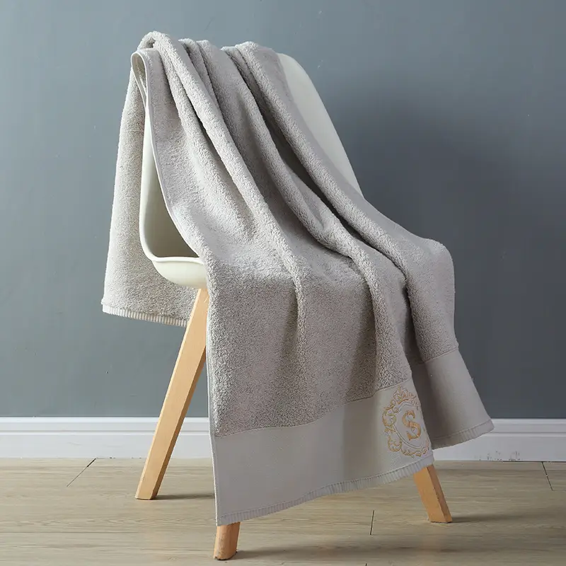 Blue Embroidered Bath Towel 80x150 Thick Adult Household - Image 5